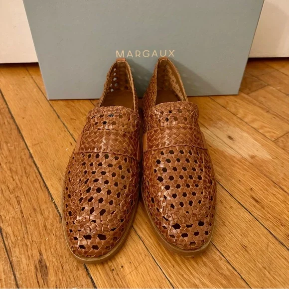 ✨🆕 NWB Margaux Andie cognac brown woven leather loafer, 38N - Picture 4 of 10